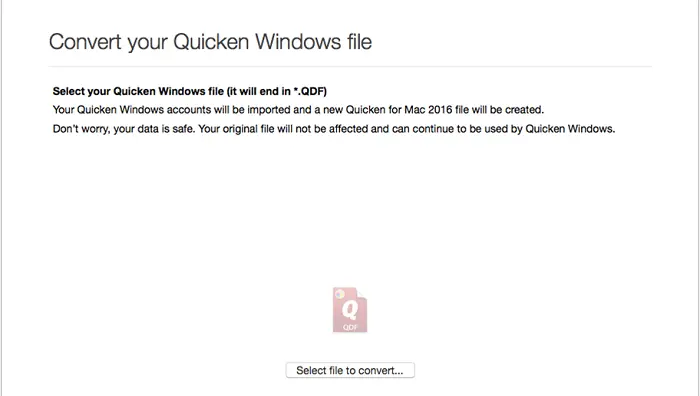 Convert Quicken file to QuickBooks Screenshot Image