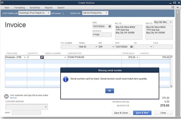 Serial or lot numbers required on transactions feature - Screenshot Image 2