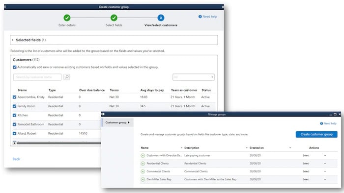 Customer groups option - Screenshot Image