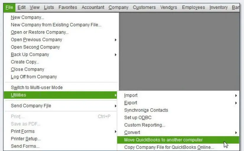 Move QuickBooks to another computer - Screenshot Image 0