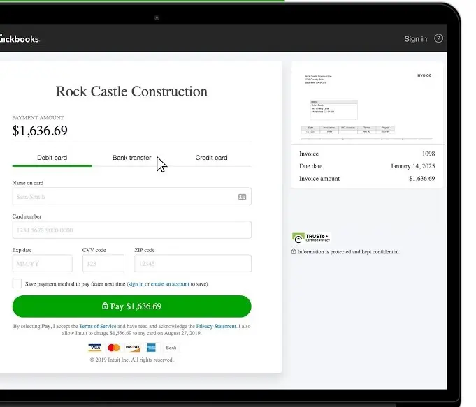 Invoice e-payments - Screenshot Image