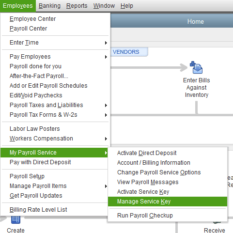 Manage services key - Screenshot Image