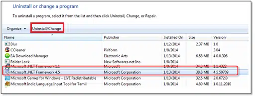 Repairing Microsoft .Net Framework - Screenshot
