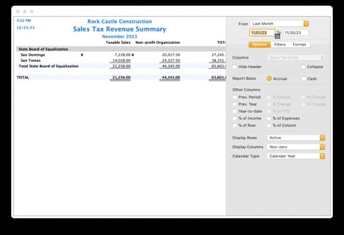 Sales tax codes - Screenshot Image
