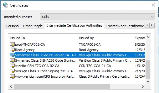 Symantec class 3 server CA-G4 - Screenshot Image