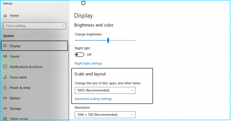 Change Windows display settings - Screenshot Image