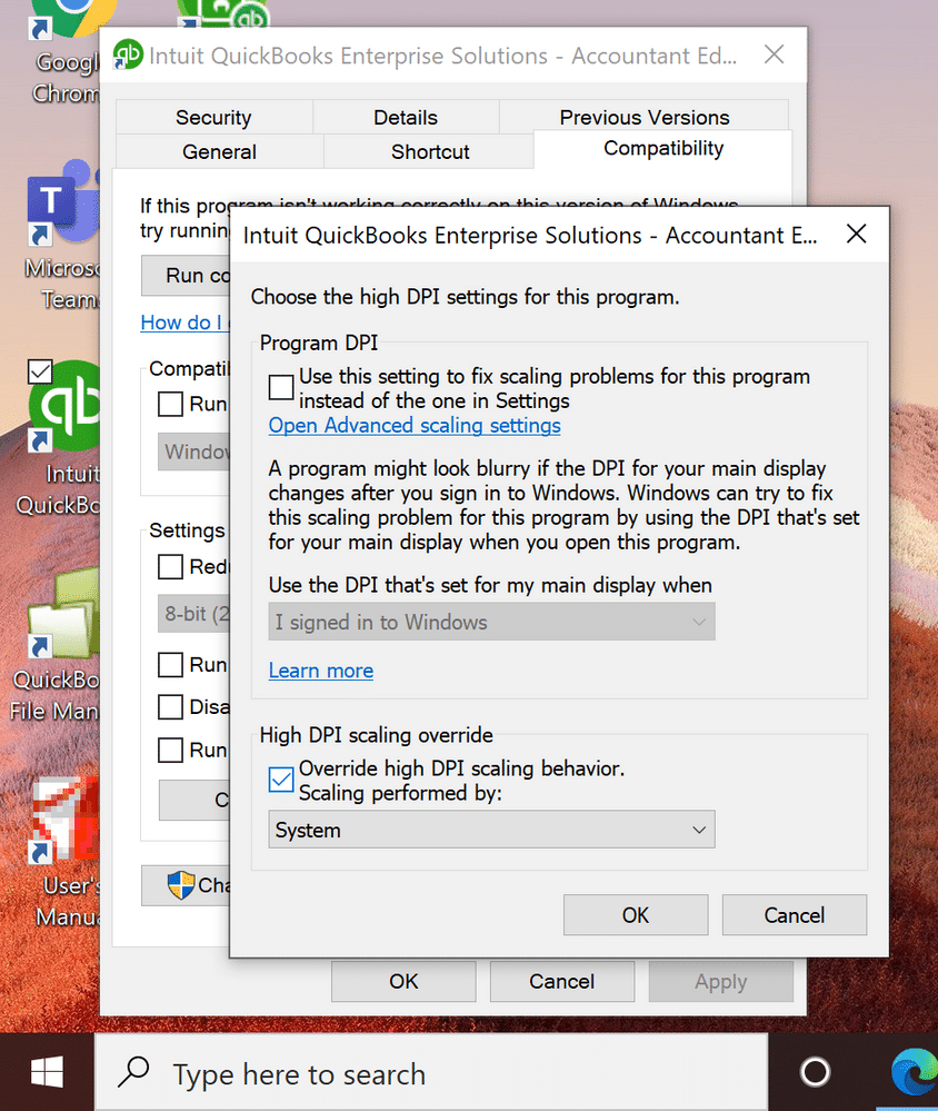 Changing the display settings - Screenshot Image