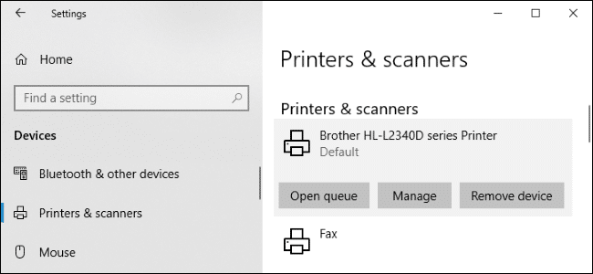 Printers and scanners window - Screenshot Image