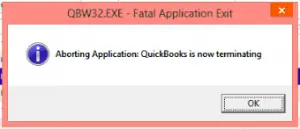 Fatal Error - QuickBooks is now terminating - Screenshot Image