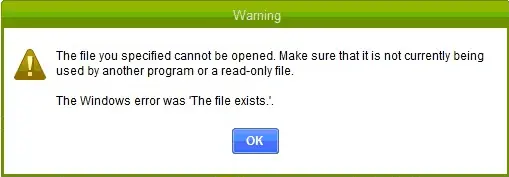 The file you specified cannot be opened or The file not exists - Screenshot Image