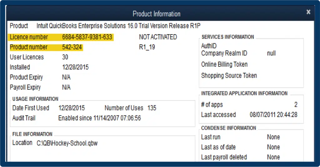 Product Information - Screenshot Image