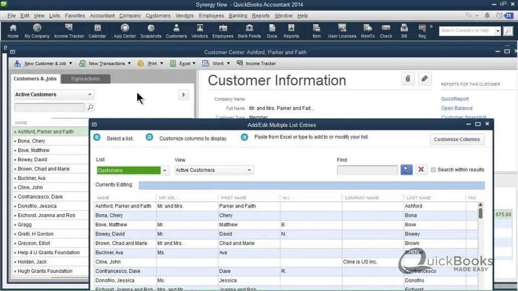 Customer Information tab - Screenshot Image
