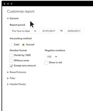 Customize Report - Screenshot