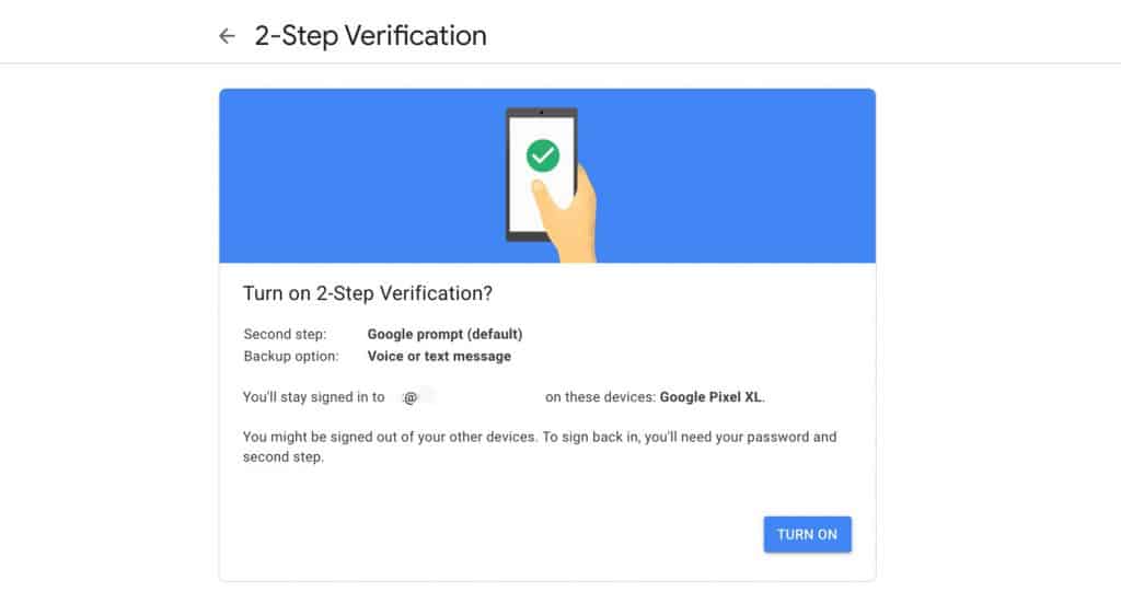 2-step verification - Screenshot Image