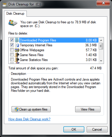 Run disk cleanup - Screenshot