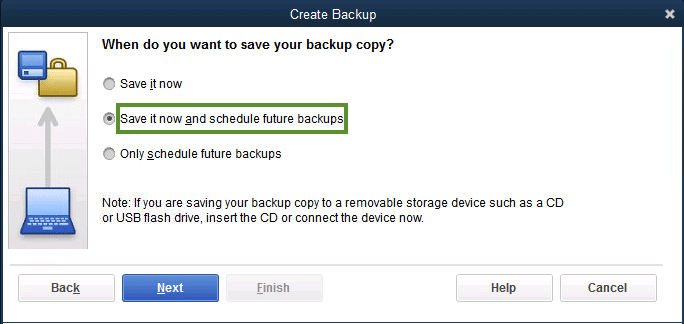 Schedule future backups - Screenshot Image