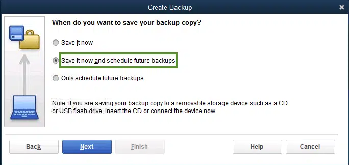 Schedule future backups - Screenshot Image