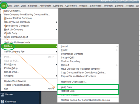 Utilities (Verifying the Data or Rebuild Data) - Screenshot