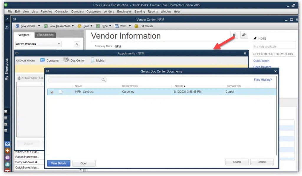Attach documents to QuickBooks using a mobile device - Screenshot Image 1