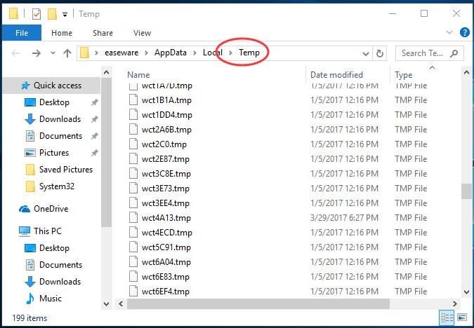 Remove the temp folder - Screenshot Image