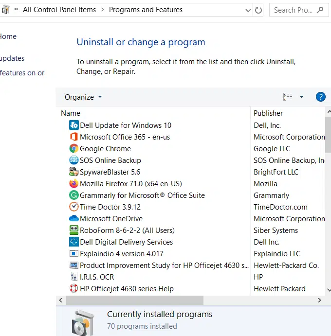 Uninstall programs that you don’t use - Screenshot Image