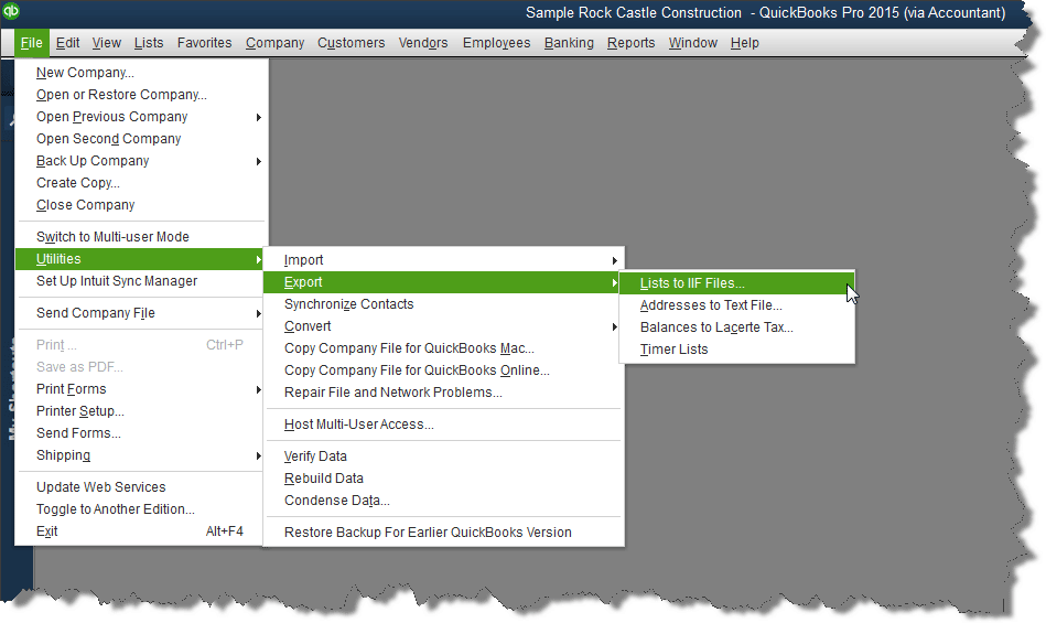Export iif files in QuickBooks desktop - Image