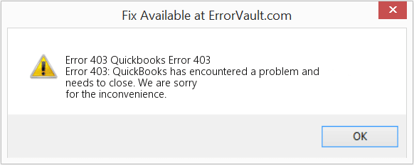 QuickBooks error code 403 - Screenshot Image