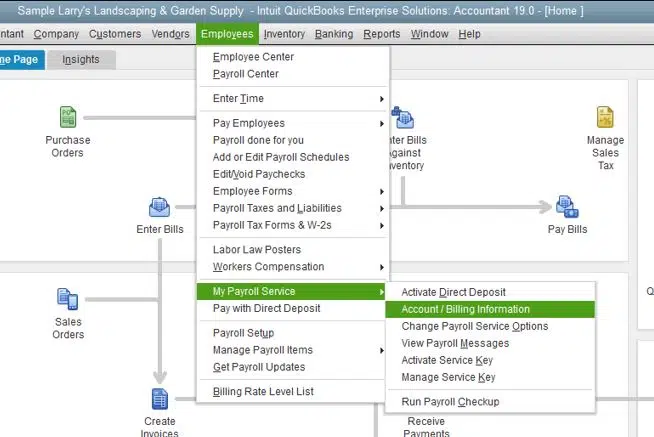 Account or Billing Information - Screenshot