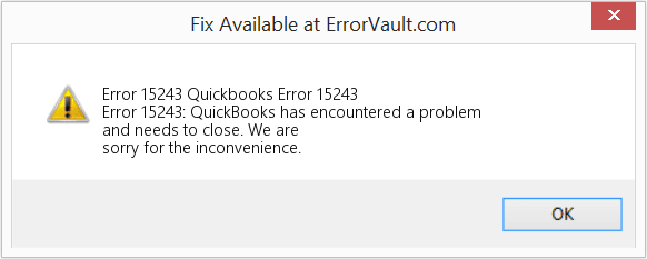 QuickBooks Error Code 15243 - Screenshot Image