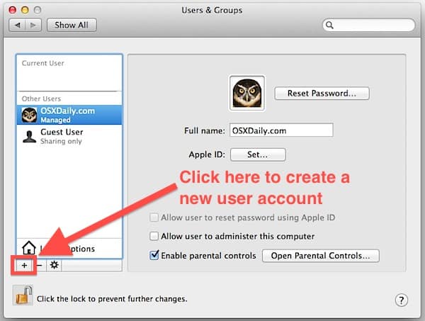 Create a new user account on your Mac - Screenshot Image