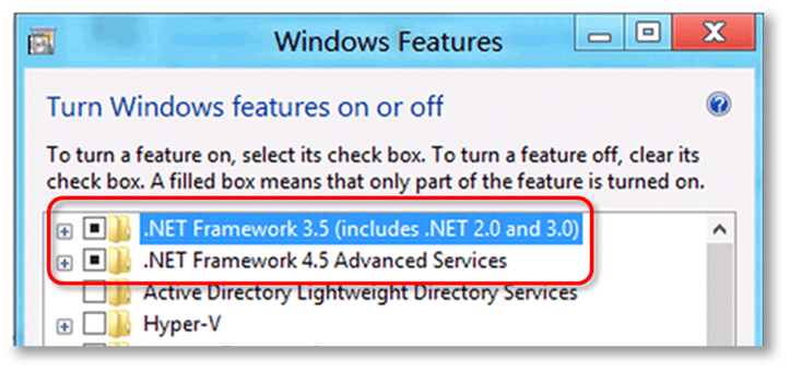 .NET framework 4.5 and .NET framework 3.5 SP1 - Screenshot Image