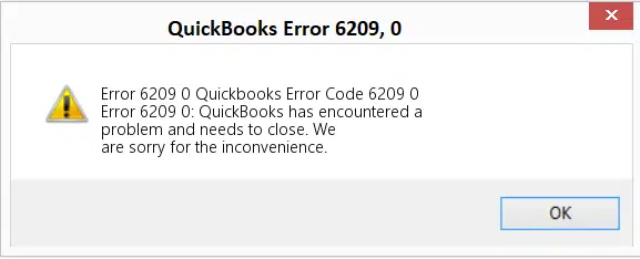 QuickBooks error 6209 0 - Screenshot Image