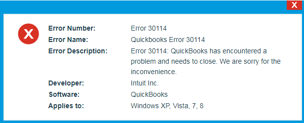 QuickBooks payroll error 30114 - Image