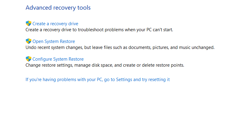 Recovery Option - Image