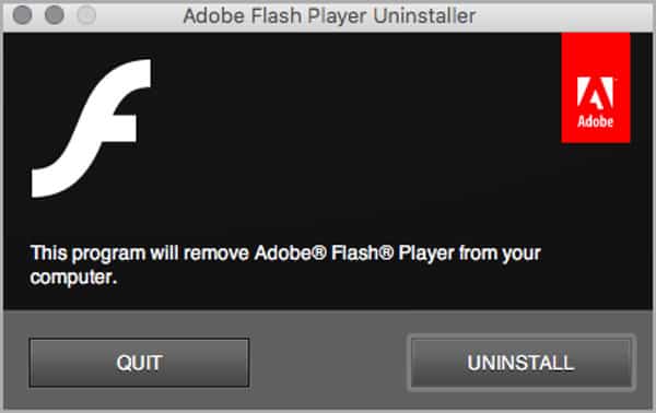 Uninstall and reinstall Adobe Flash Player - Screenshot