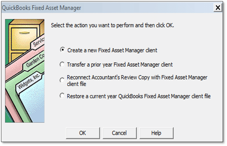 Restore a current year QuickBooks fixed asset manager client file - Image