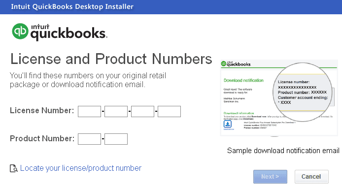License and product number- Image