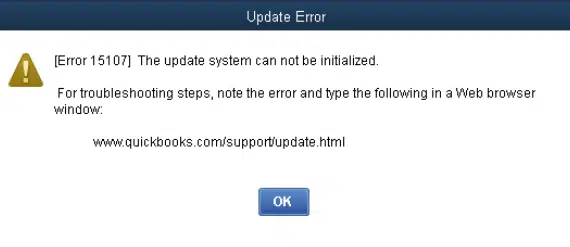 QuickBooks Update Error 15107 - Image