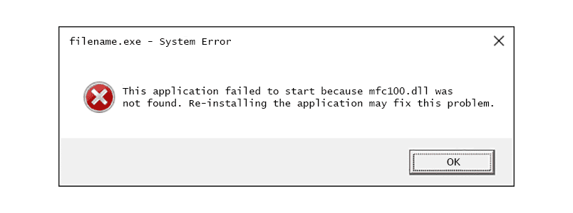 MFC100.dll File is Missing Error - Image