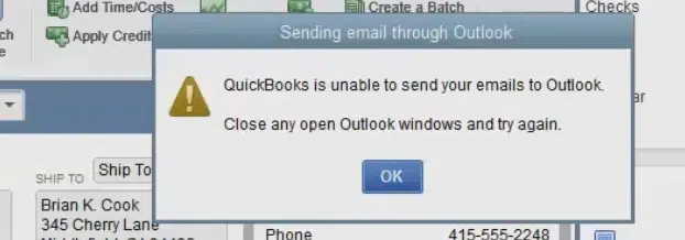 QuickBooks Desktop is Unable to Send Your Emails to Outlook - Image