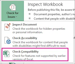 Check compatibility of Excel - Image