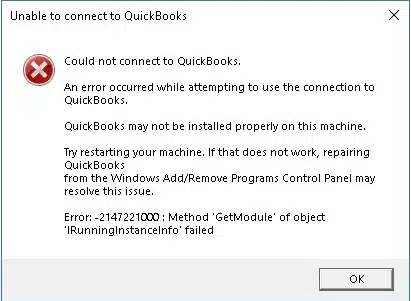 QuickBooks Report Error 214722100 - Image
