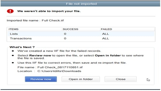 File Not Imported Error - Image