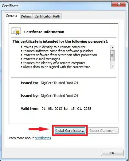 Install Certificate - Screenshot Image