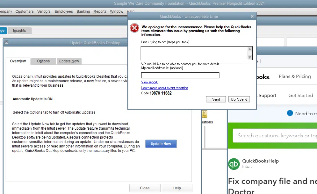 Learn How to Rectify the QuickBooks Unrecoverable Error Code 19878 11682 - Screenshot Image