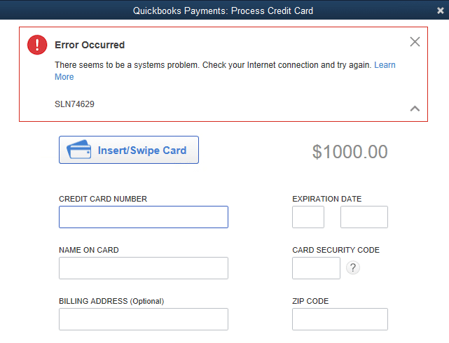 QuickBooks Payments Errors - Image