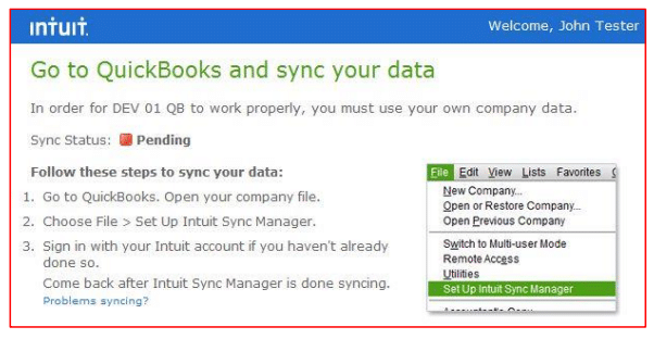 Setup Intuit Sync Manager - Image