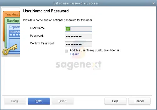 user name and password