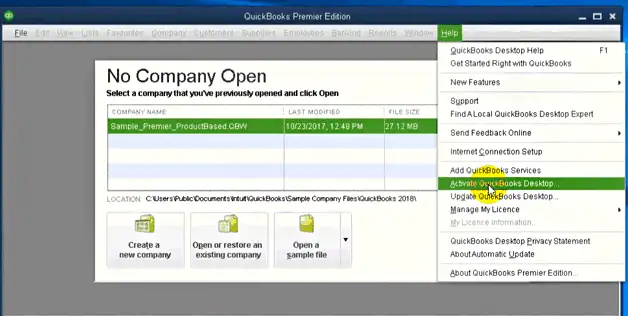 Activate QuickBooks - Screenshot Image