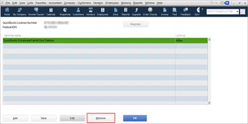 Remove payroll service key in QuickBooks - Image